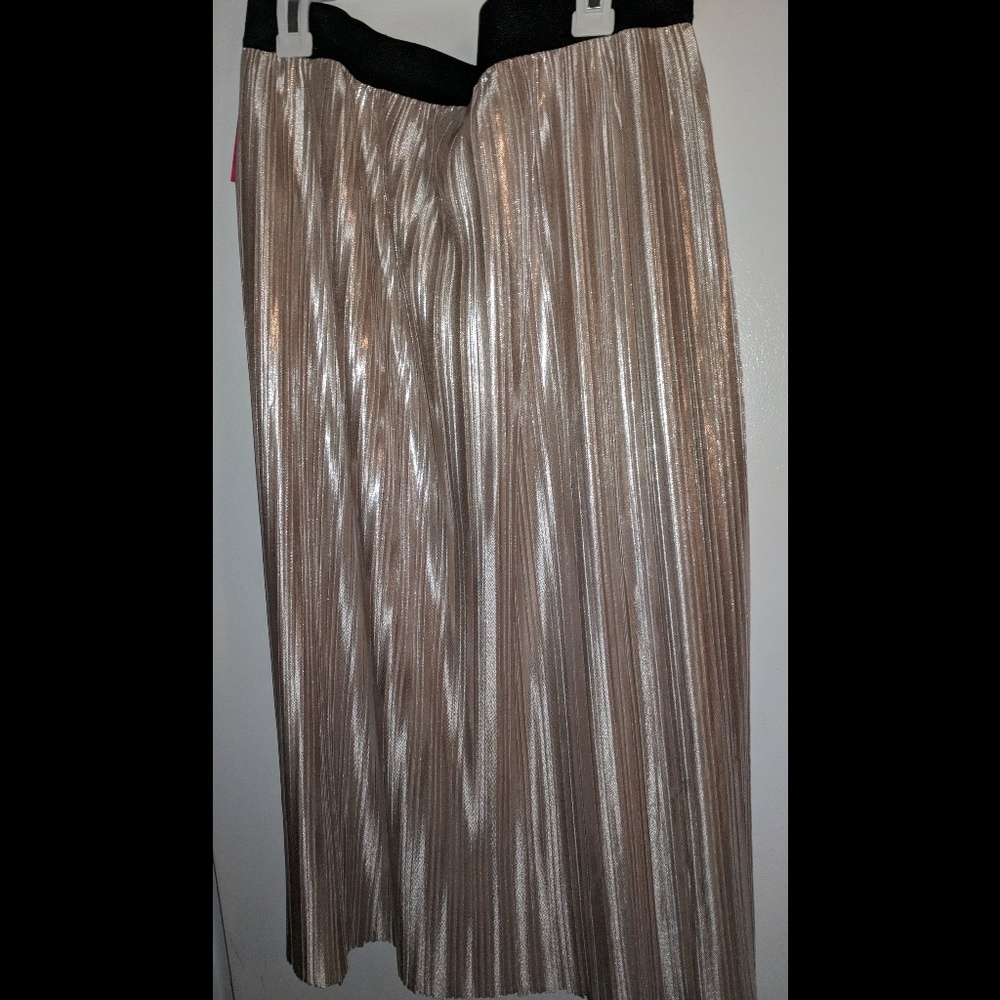 Silver Pleated Midi Skirt - Size L